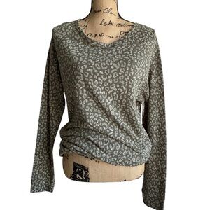 Obey Propaganda Cream & Olive Green Animal Print Long Sleeve Top